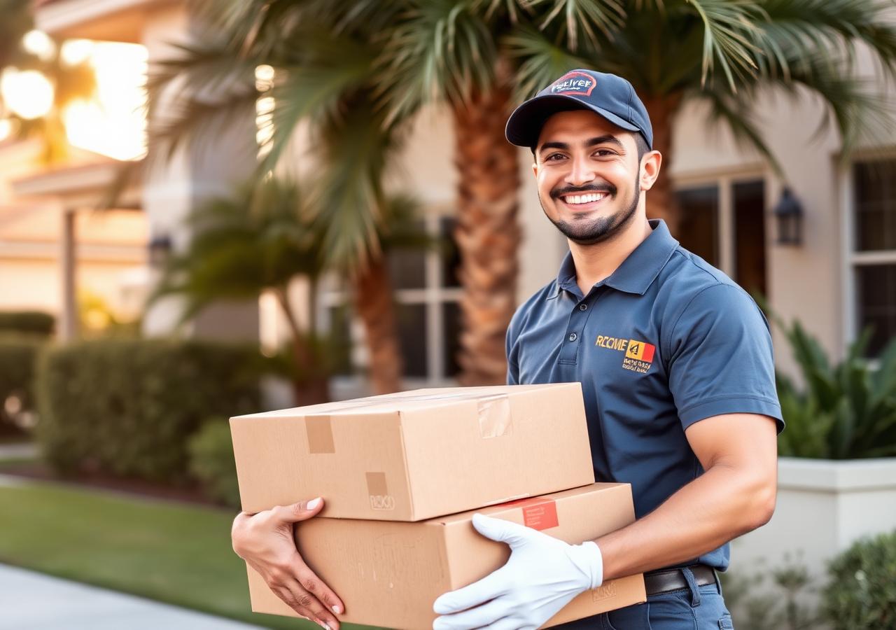 Mensajero de Abc Cargo & Courier recogiendo paquetes en Florida